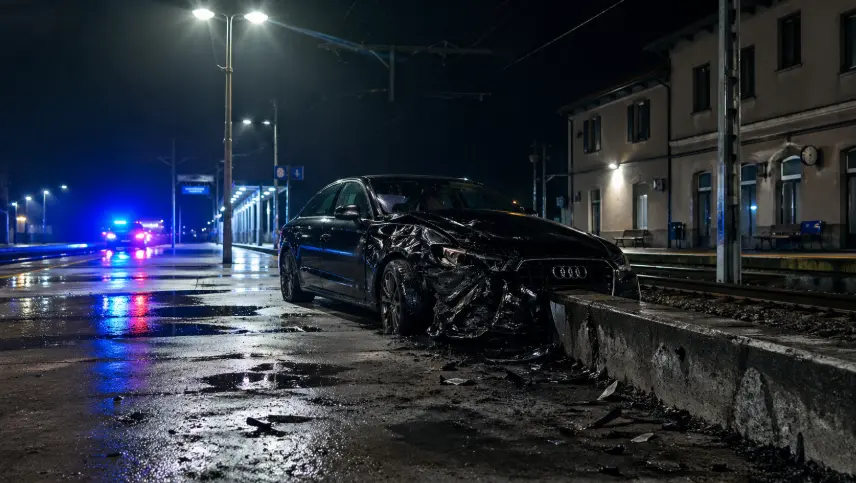 Пьяная поездка в 17 лет: под Рапла Audi с подростками протаранила железнодорожный перрон