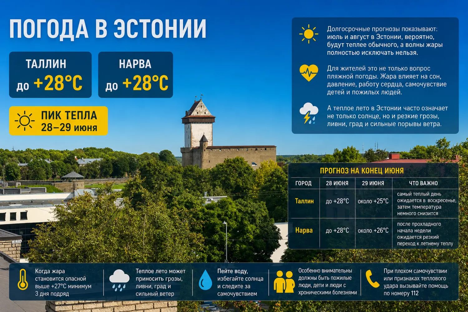 Жара возвращается: в Таллине и Нарве к концу июня воздух прогреется до +28 градусов